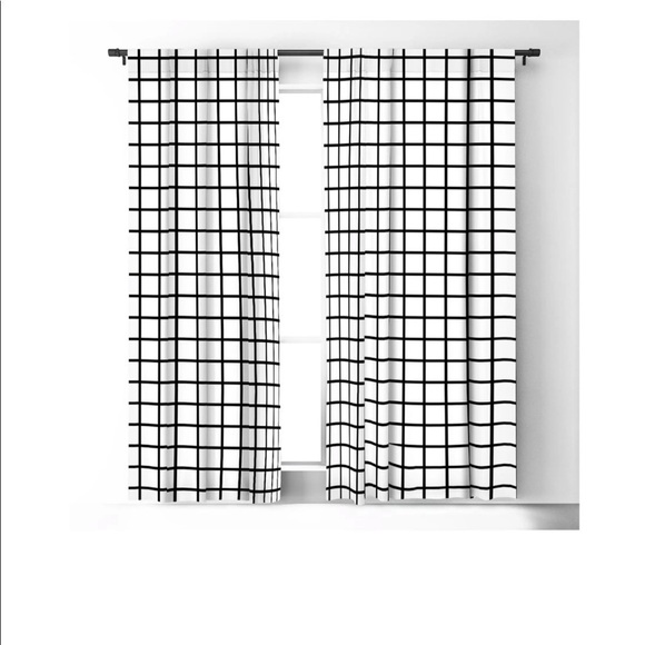 Deny Designs Little Arrow Design Co. Monochrome Grid Blackout Window Panel 3pc - Picture 3 of 8